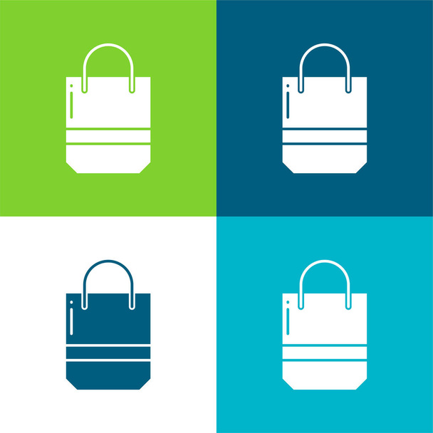 Bag Flat vier Farben minimales Symbol-Set - Vektor, Bild