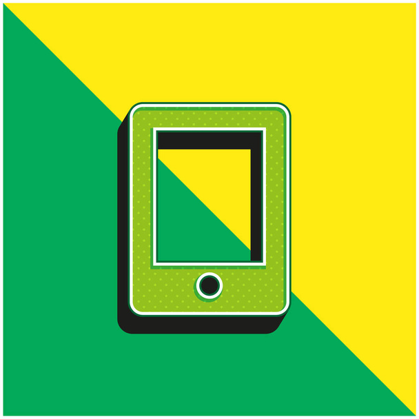 Grande Tablet Verde e amarelo moderno logotipo vetor 3d ícone - Vetor, Imagem