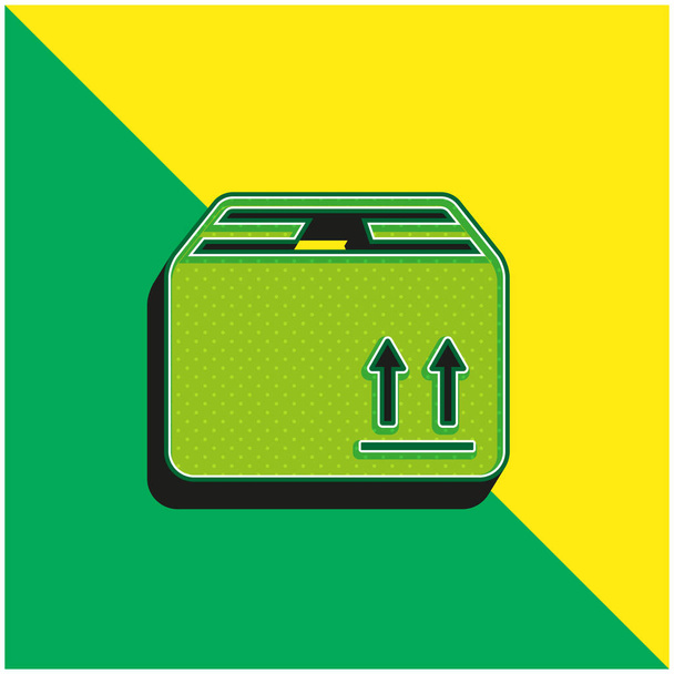 Κουτί συσκευασίας για την παράδοση Πράσινο και κίτρινο σύγχρονο 3d διάνυσμα λογότυπο εικονίδιο - Διάνυσμα, εικόνα