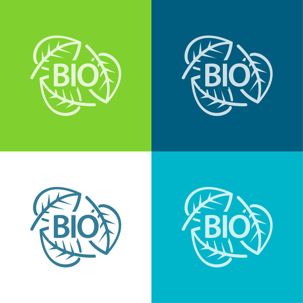 Bio hmotnost Eco Energy Flat čtyři barvy minimální ikona sada - Vektor, obrázek