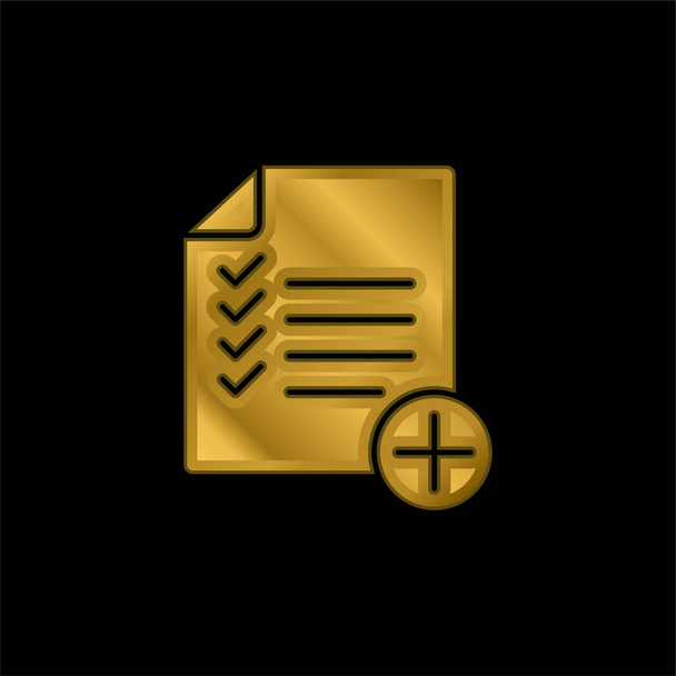 Add List gold plated metalic icon or logo vector - Vector, Image
