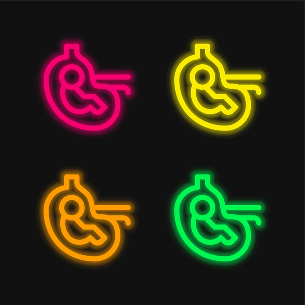 Baby čtyři barvy zářící neonový vektor ikona - Vektor, obrázek