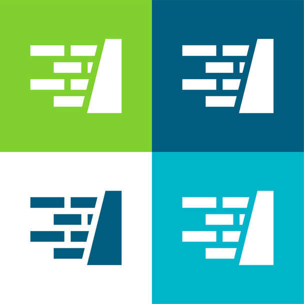 Téglafal Lapos négy szín minimális ikon készlet - Vektor, kép