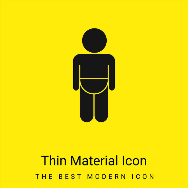 Baby Wearing Diaper Silhouette minimal bright yellow material icon - Vector, Image