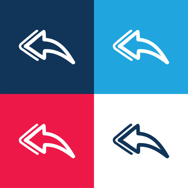 Zpět ručně kreslená šipka modrá a červená čtyři barvy minimální ikona nastavena - Vektor, obrázek