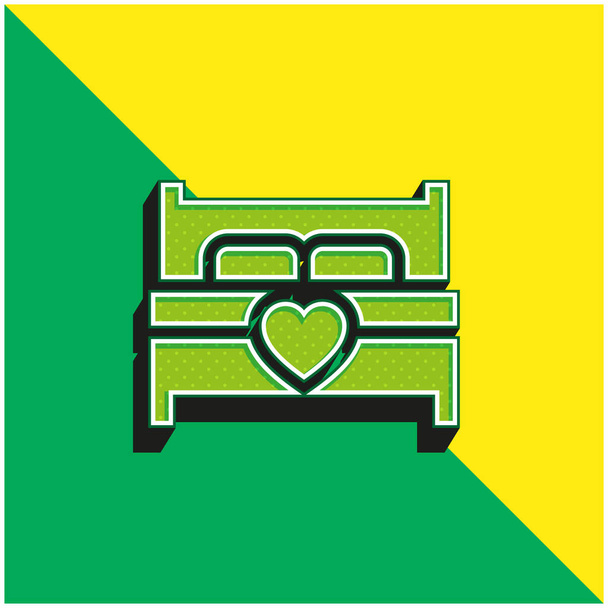 Łóżko Zielony i żółty nowoczesny ikona wektora 3D logo - Wektor, obraz