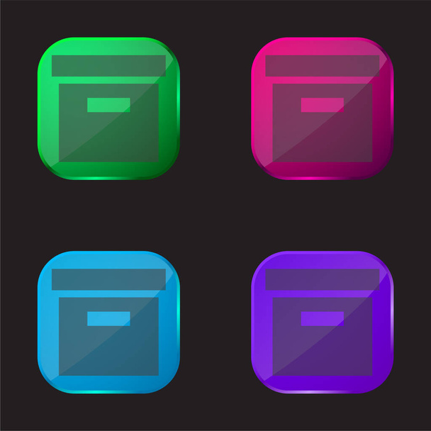 Caja icono de botón de cristal de cuatro colores - Vector, imagen