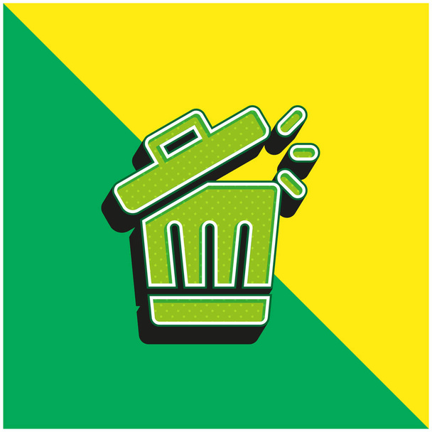 Papelera verde y amarillo moderno vector 3d icono del logotipo - Vector, Imagen