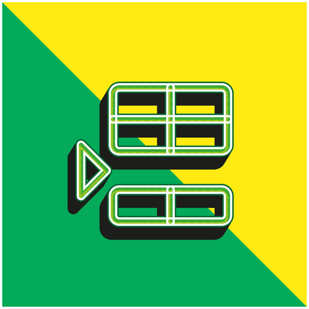 Παρακάτω Πράσινο και κίτρινο σύγχρονο 3d διάνυσμα εικονίδιο λογότυπο - Διάνυσμα, εικόνα