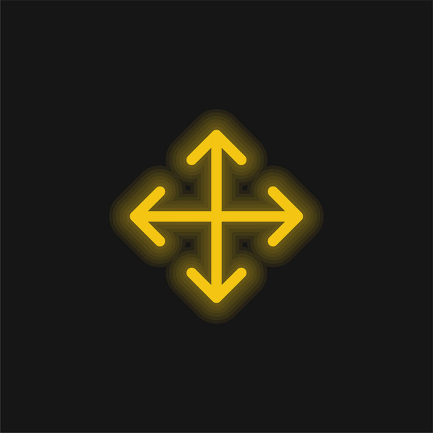 Flechas amarillo brillante icono de neón - Vector, imagen