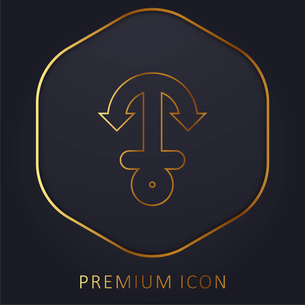 Якорь золотой линии премиум логотип или значок - Вектор,изображение