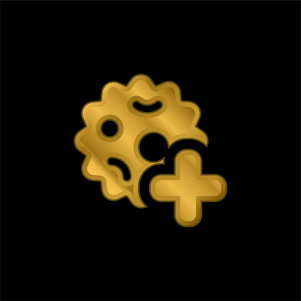 Bakteri altın kaplama metalik simge veya logo vektörü - Vektör, Görsel