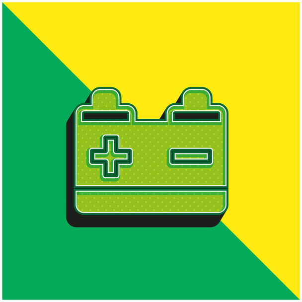 Pil Yeşil ve Sarı modern 3D vektör simgesi logosu - Vektör, Görsel