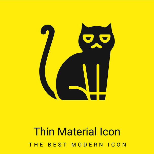 Gato negro mínimo icono de material amarillo brillante - Vector, Imagen