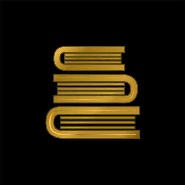 Pilha de livros de vista superior banhado a ouro ícone metálico ou vetor logotipo - Vetor, Imagem