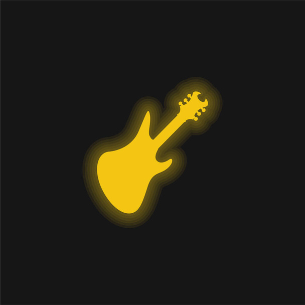 Bass Guitar Black Silhouette желтый светящийся неоновый значок - Вектор,изображение