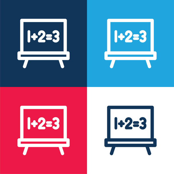Blackboard azul e vermelho quatro cores conjunto de ícones mínimos - Vetor, Imagem