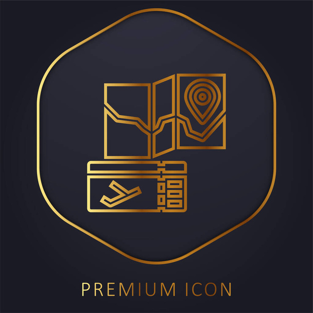 Repülőjegy arany vonal prémium logó vagy ikon - Vektor, kép