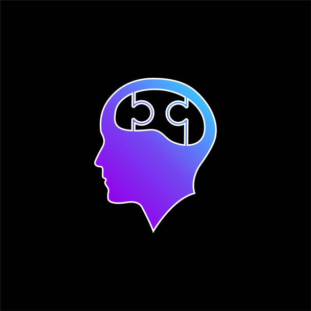 tête chauve avec puzzle cerveau bleu dégradé vecteur icône - Vecteur, image
