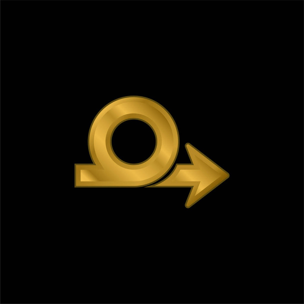 Символ Стрілка петлі Золотий металевий значок або вектор логотипу
 - Вектор, зображення