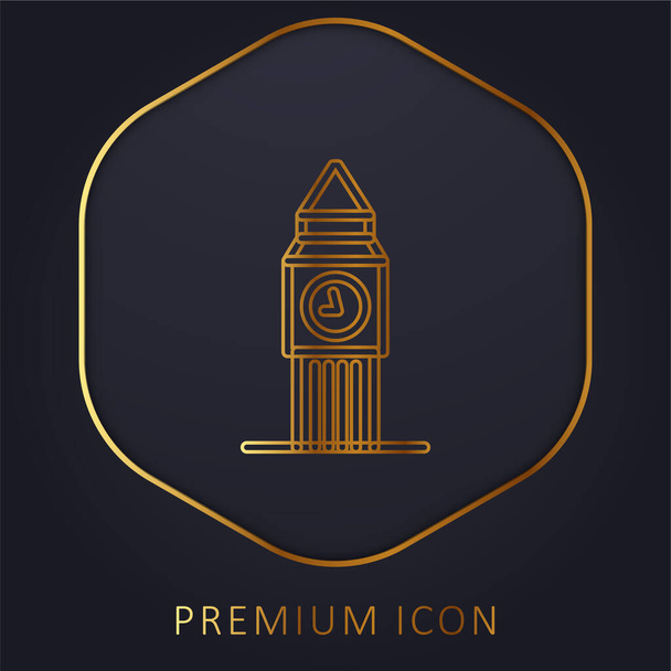 Big Ben golden line premium logo or icon - Vector, Image
