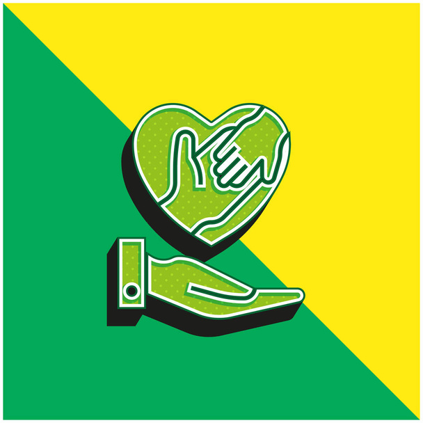 Adopcja Zielone i żółte nowoczesne logo wektora 3D - Wektor, obraz