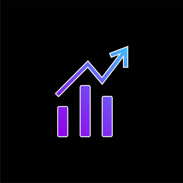 Bars And Line Ascending Graphic Of Data Analytics blue gradient vector icon - Vector, Image