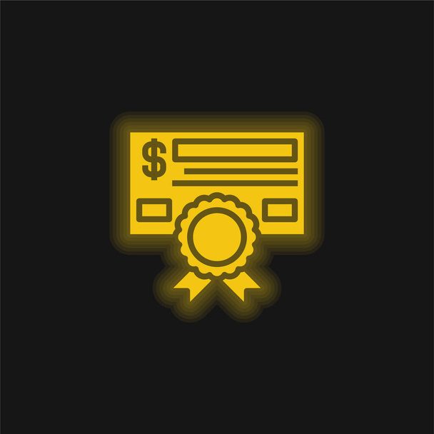 Obligacje żółta świecąca ikona neonu - Wektor, obraz