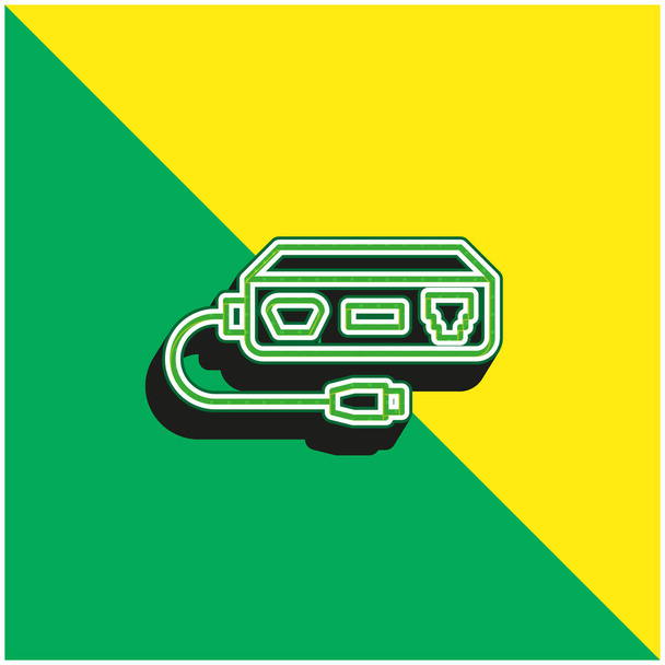 Adattatore Logo moderno verde e giallo dell'icona vettoriale 3d - Vettoriali, immagini