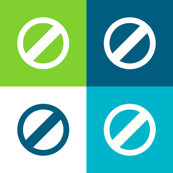 Geblokkeerd Symbool Vlak vier kleuren minimale pictogram set - Vector, afbeelding