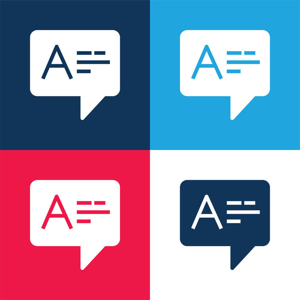 Respuesta azul y rojo conjunto de iconos mínimo de cuatro colores - Vector, imagen