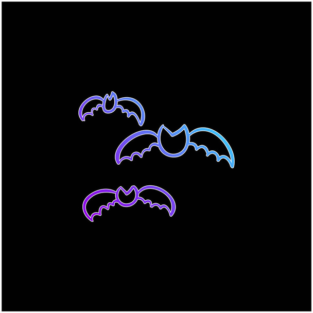 Grupo de morcegos Esboço ícone do vetor gradiente azul - Vetor, Imagem