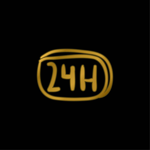 24 Saat Çizilmiş Ticari Sinyal Altın Kaplama Metal Simge veya logo Vektörü - Vektör, Görsel