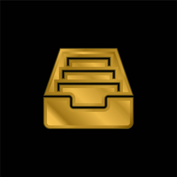 Archive gold plated metalic icon or logo vector - Vector, Image