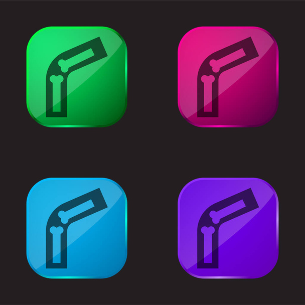 Kosti čtyři barvy skleněné tlačítko ikona - Vektor, obrázek