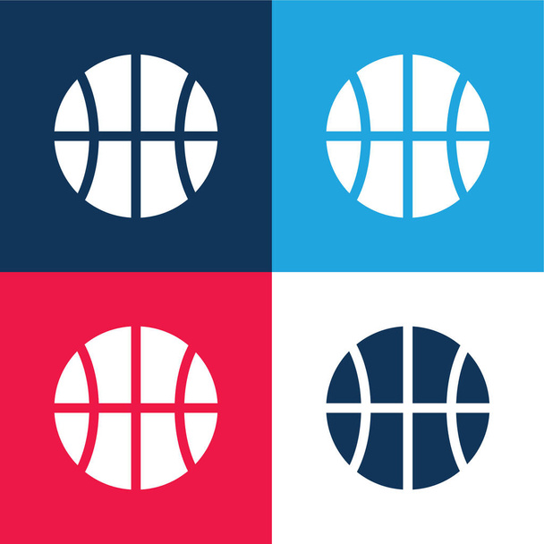 Basket blu e rosso quattro colori set icona minima - Vettoriali, immagini