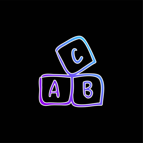 ABC éducatif dessiné à la main cubes bleu dégradé vectoriel icône - Vecteur, image