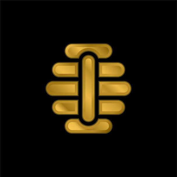 Colmena chapado en oro icono metálico o logo vector - Vector, imagen