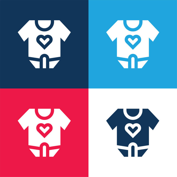 Baby Body blu e rosso set di icone minime a quattro colori - Vettoriali, immagini