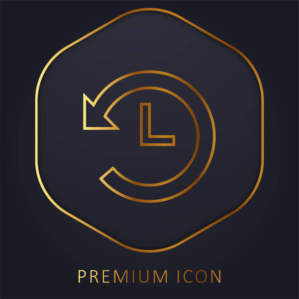 Tiempo hacia atrás línea dorada logotipo premium o icono - Vector, imagen