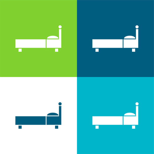 Профиль кровати Плоский четырехцветный минимальный набор значков - Вектор,изображение