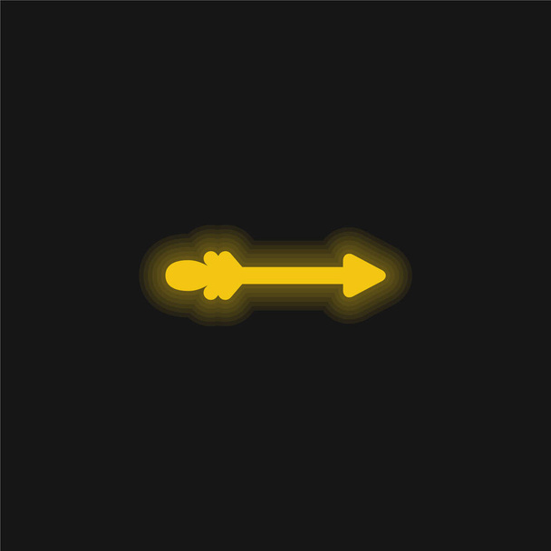 矢印黄色の輝くネオンアイコン - ベクター画像