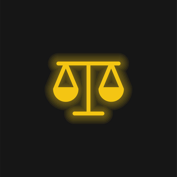 Balanceamento Escala Esboço amarelo brilhante ícone de néon - Vetor, Imagem