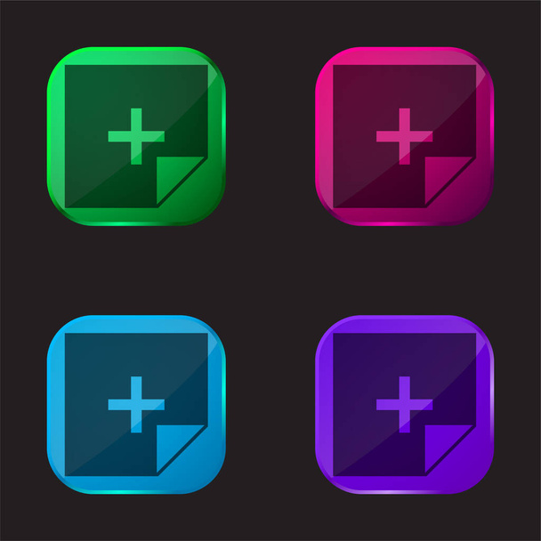 Přidat ikonu tlačítka čtyři barevné sklo - Vektor, obrázek