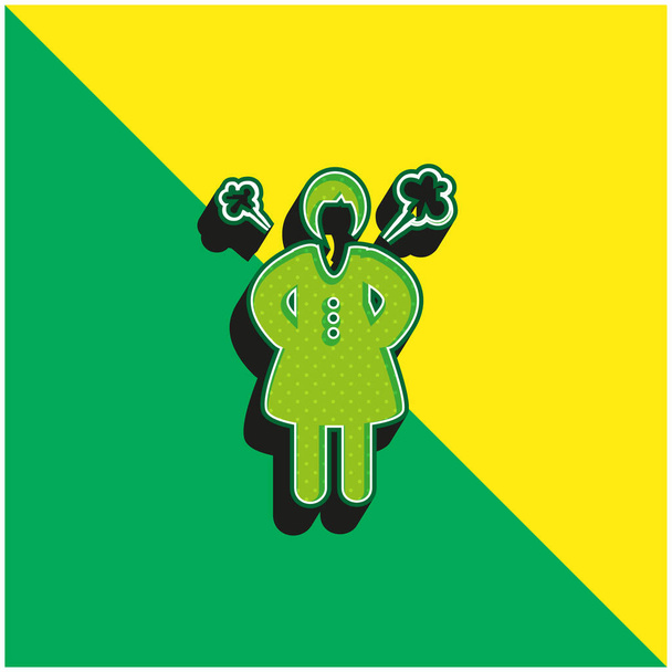 Angry Woman Logo vectoriel 3D moderne vert et jaune - Vecteur, image