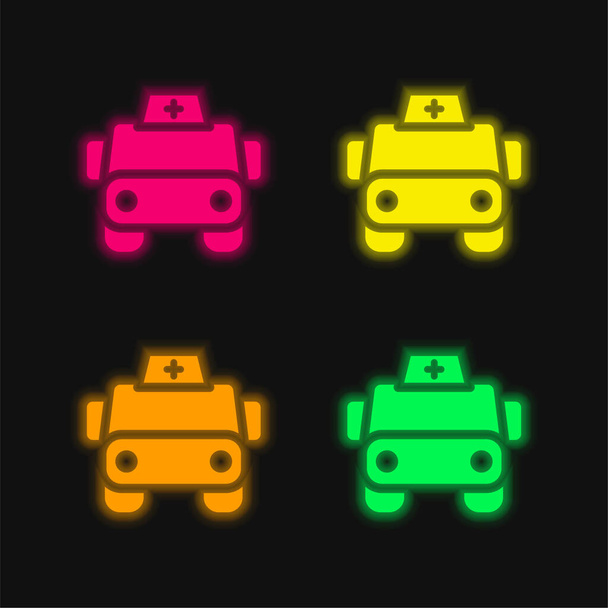 Ambulanssi neljä väriä hehkuva neon vektori kuvake - Vektori, kuva