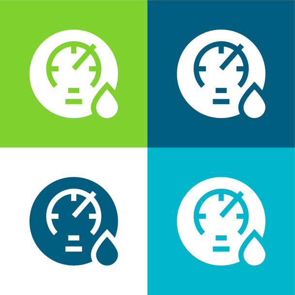Baromètre Ensemble d'icônes minimal plat à quatre couleurs - Vecteur, image