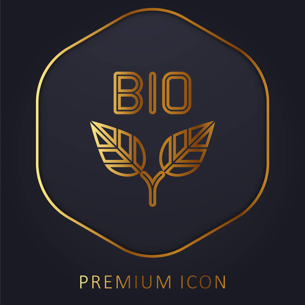 Bio χρυσό λογότυπο γραμμή πριμοδότηση ή εικονίδιο - Διάνυσμα, εικόνα