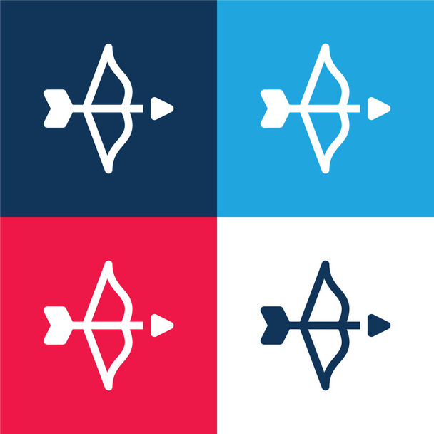 Fiocco blu e rosso quattro colori set icona minima - Vettoriali, immagini