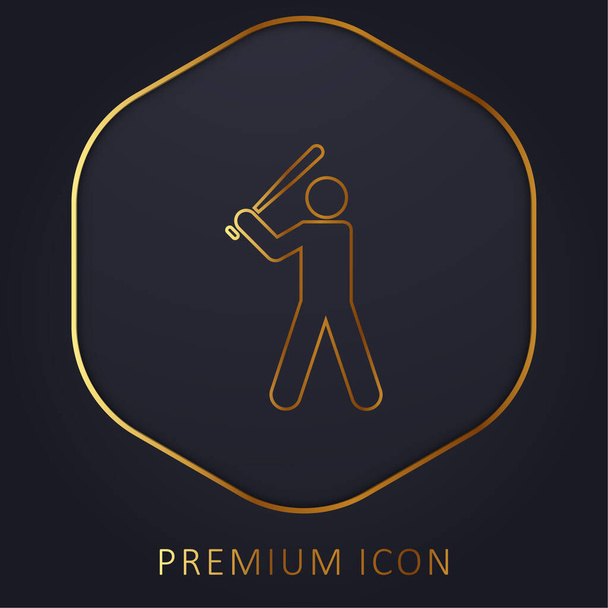 Béisbol jugador de línea dorada logotipo premium o icono - Vector, Imagen